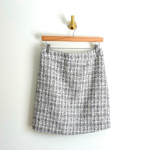 Rachel Zoe Tweed Plaid Lined Mini Skirt Gray 6 - Picture 1 of 7
